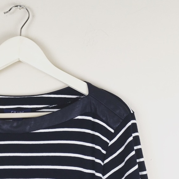 Chaps 2x plus striped mid-sleeve blouse black xxl - Picture 3 of 6